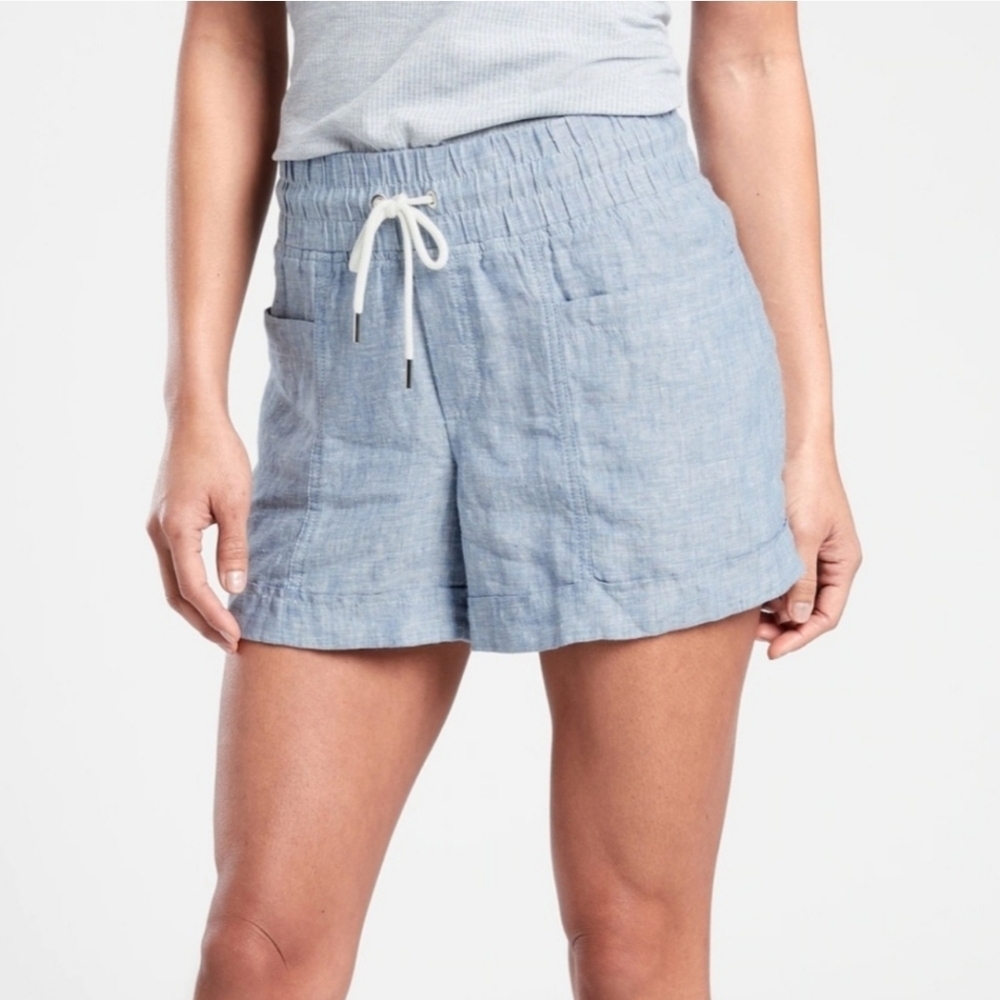 ATHLETA- Cabo Linen Short Chambray Blue Pull-On Women Size 24